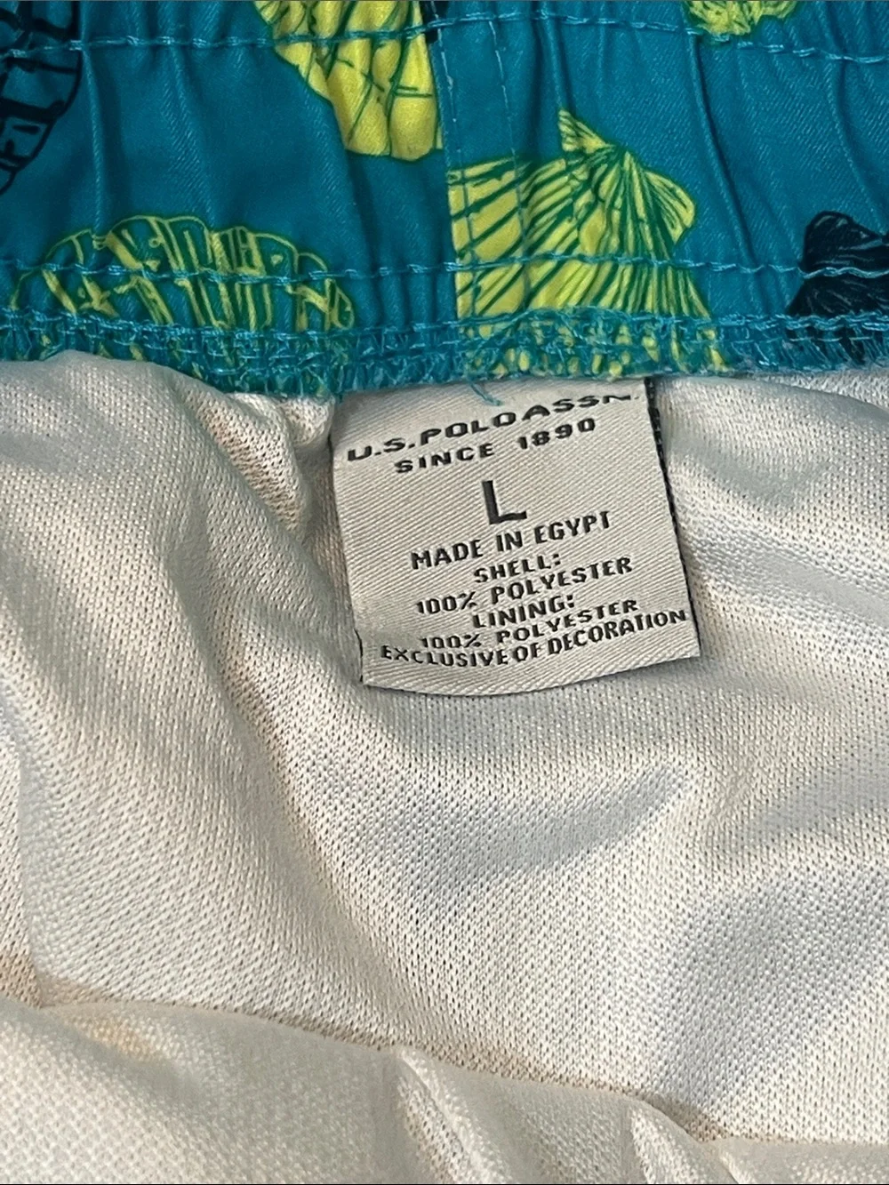 U.S. Polo Assn. Teal Swim Trunks with Lime -primark short Size LARGE